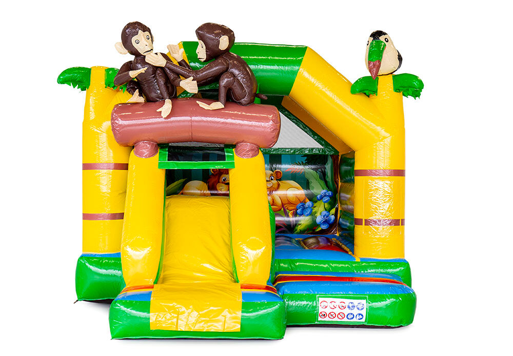 Kup promocyjny, wykonany na zamówienie, nadmuchiwany zamek do skakania Twente Slide Combo Jungle. Zamów dmuchane zamki na wymiar w JB Dmuchańce Polska
